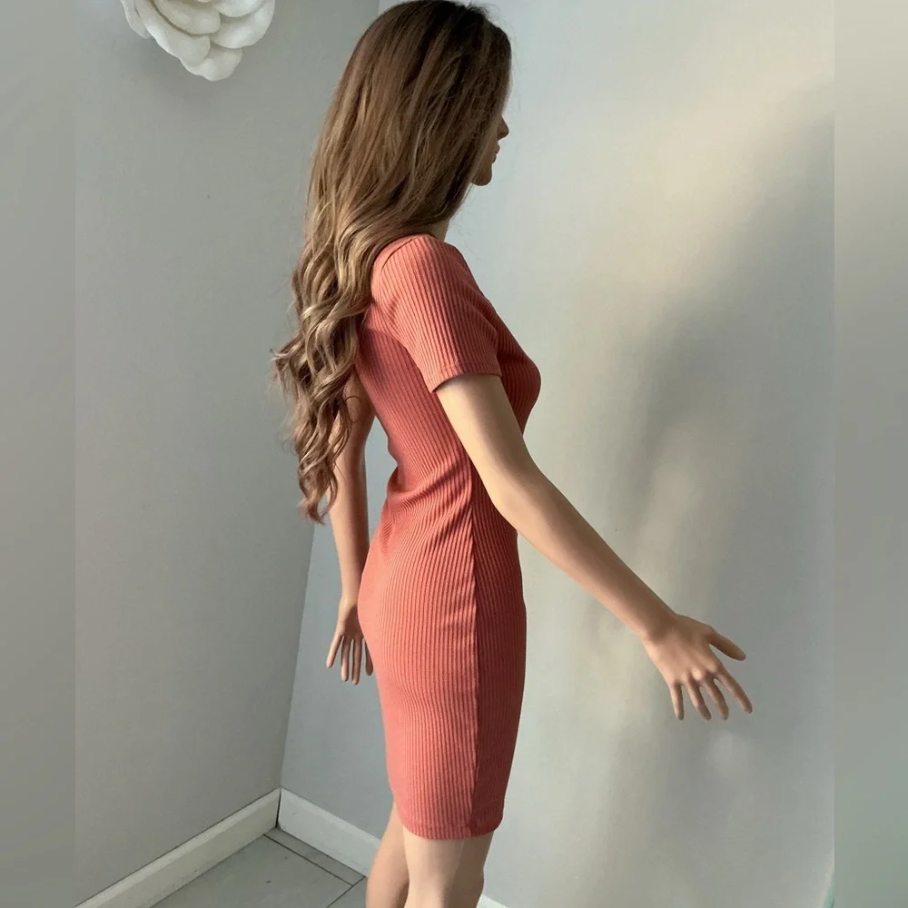 Guess Rust Button-Front Mini Dress - Picture 9 of 16